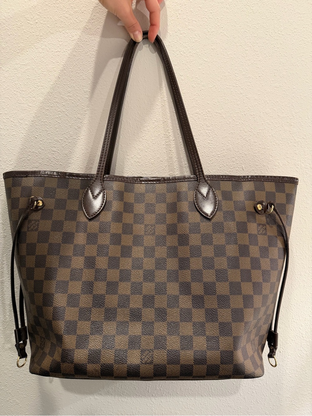 Louis Vuitton Neverfull MM Damier Ebene Red Interior Tote Bag